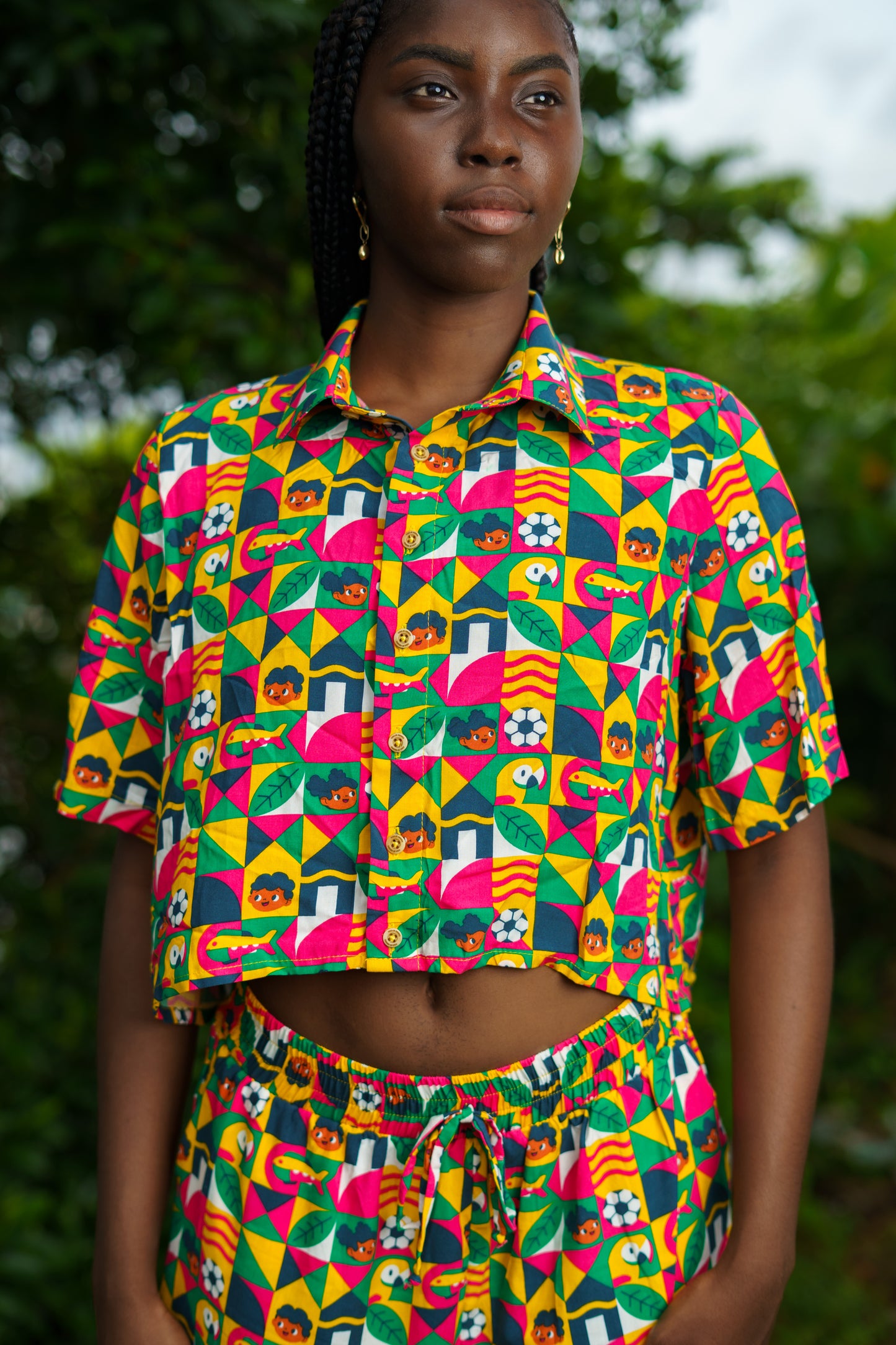 Camisa Crop Top estampado Obrero