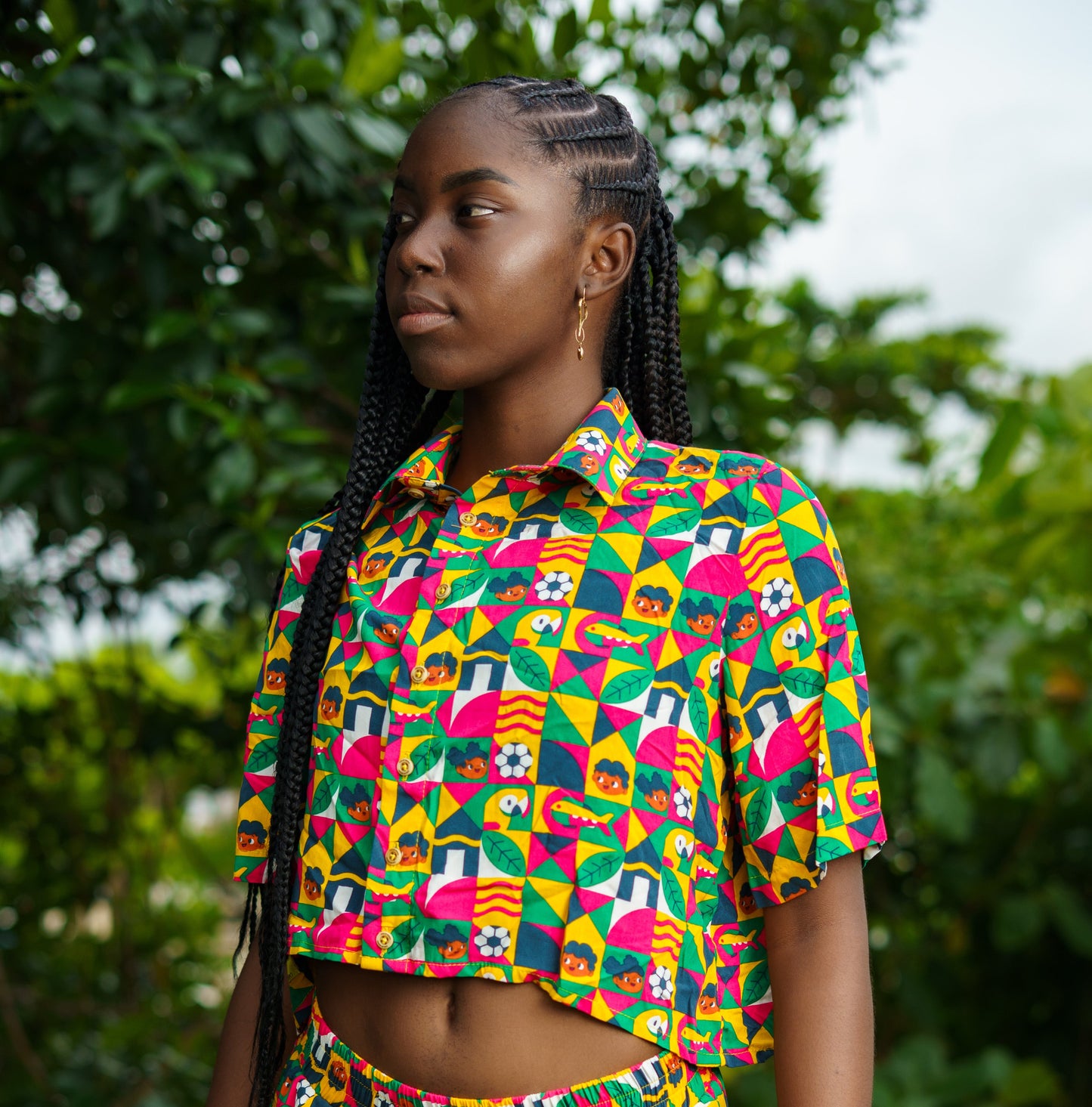 Camisa Crop Top estampado Obrero