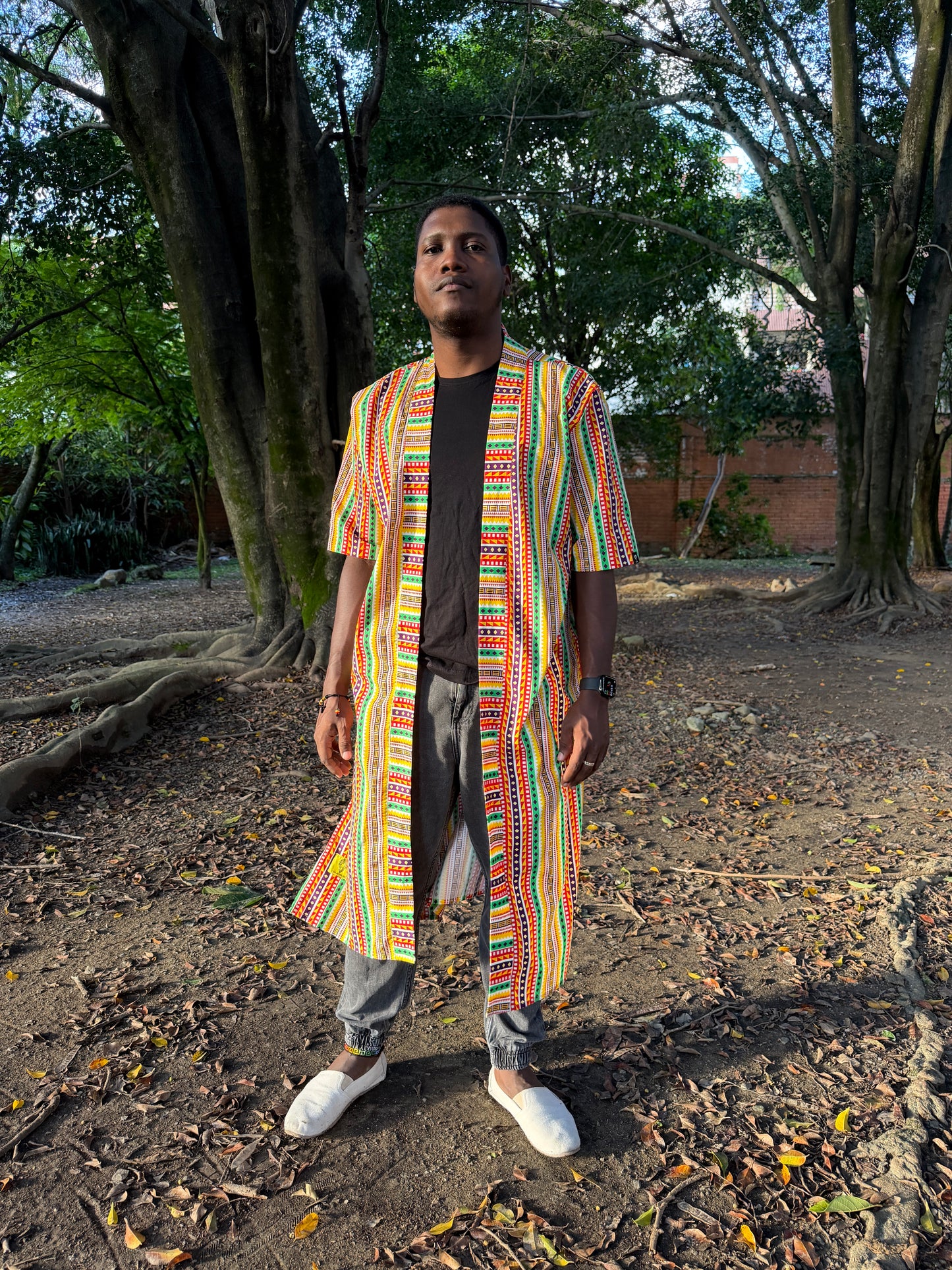 Kimono largo unisex estampado Caminos
