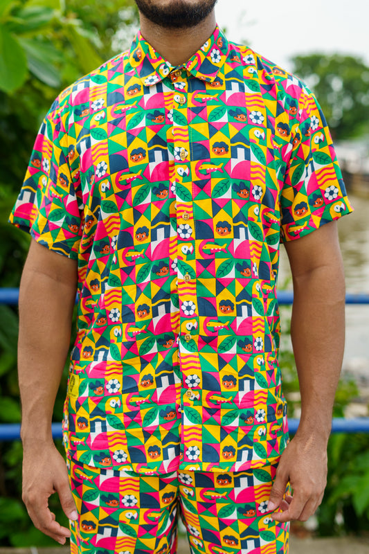Camisa Unisex cuello inglés estampado Obrero