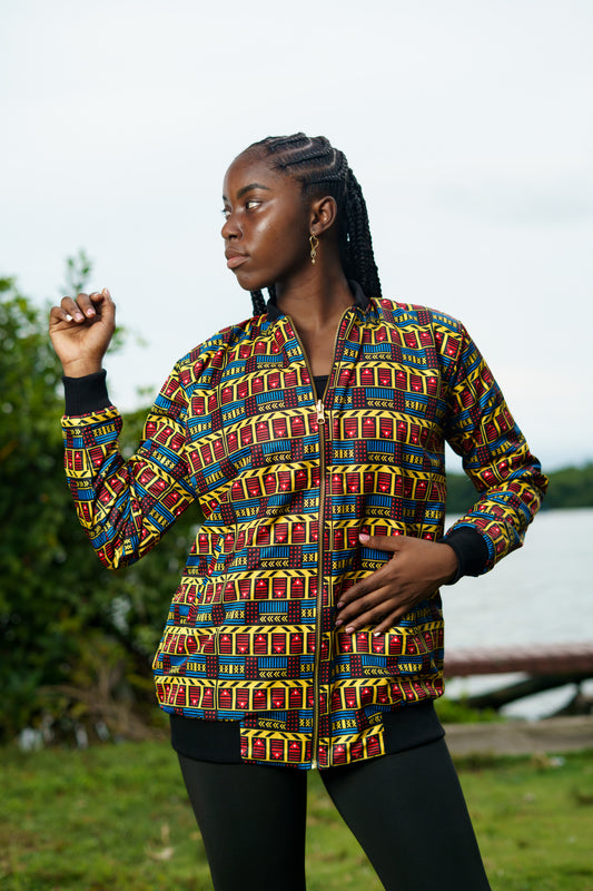 Chaqueta Reversible Doble Faz Vaivén de Peces | Diseño Afrocaribeño Oversized