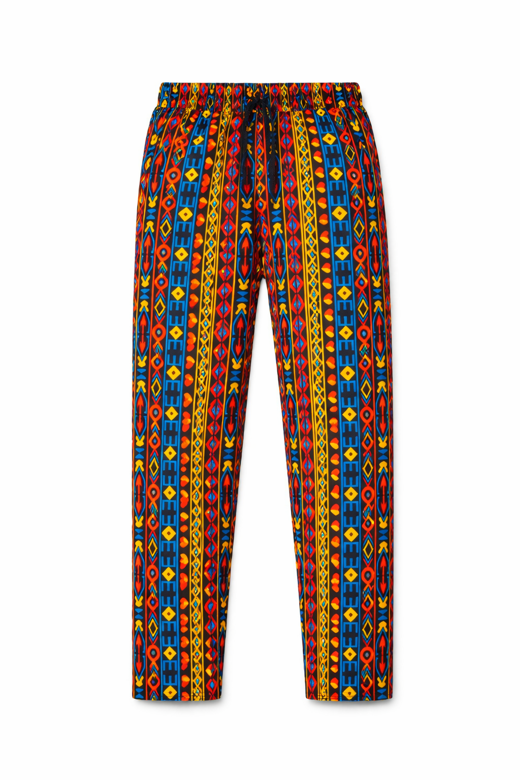 Pantalón Estampado Unisex Bota Ancha Diseño El Alba – diseño étnico colombiano Visaje Negro
