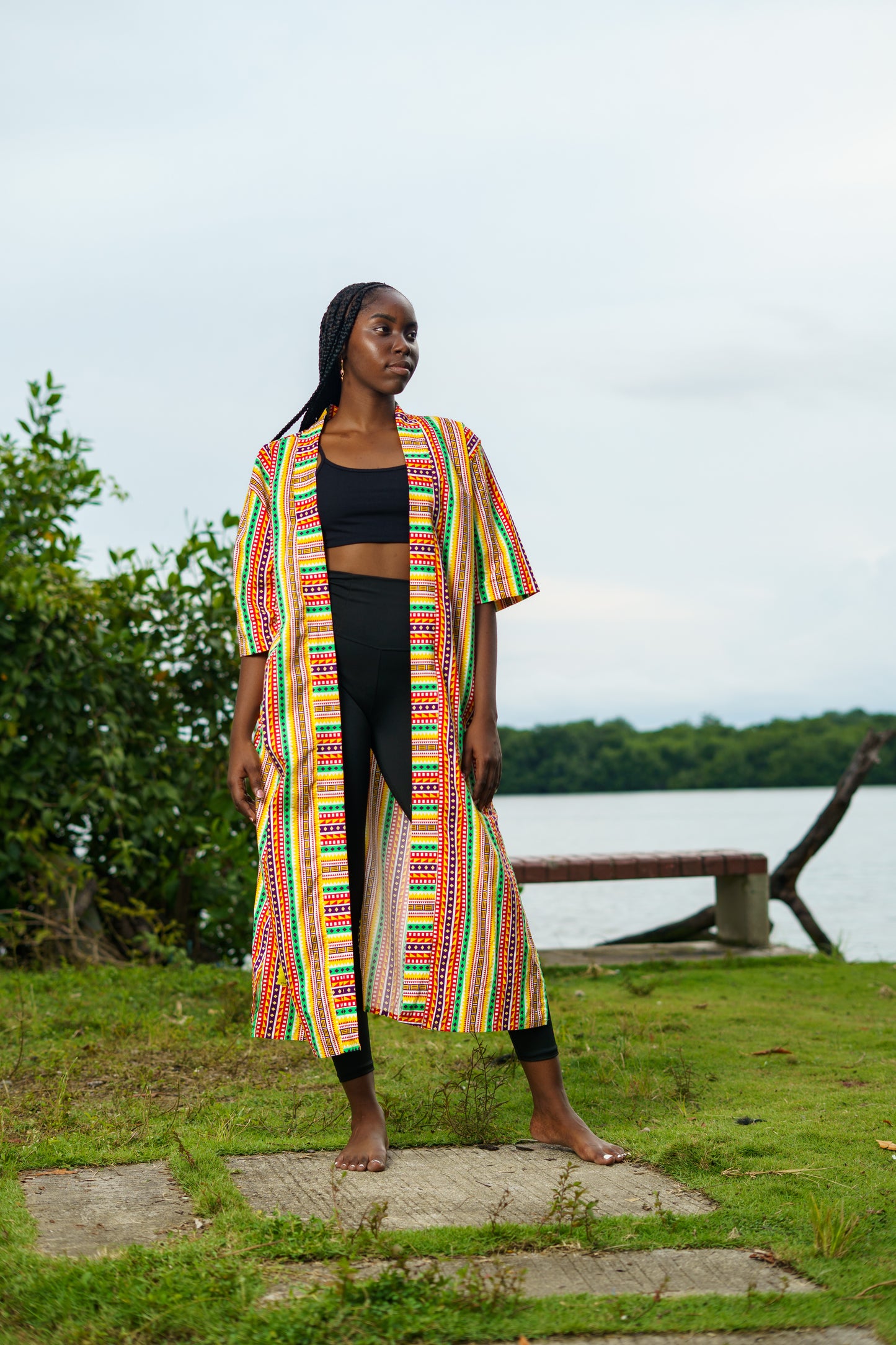Kimono largo unisex estampado Caminos
