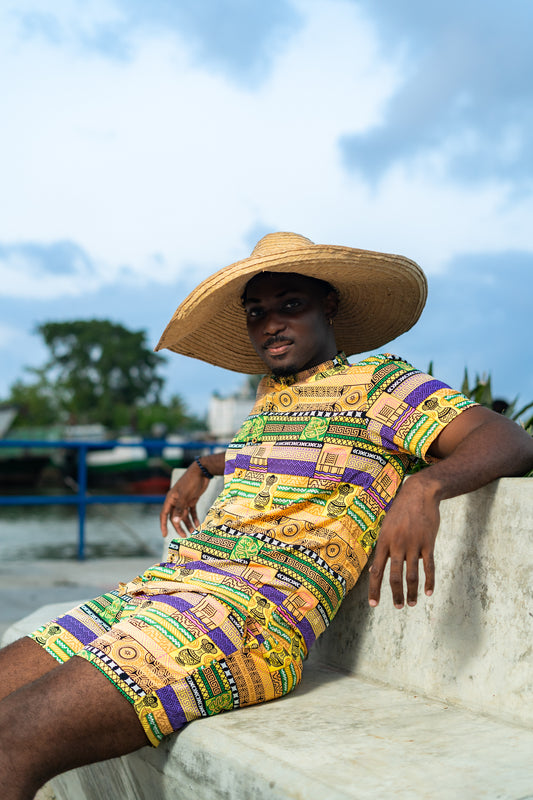 Camisa Artesanos Cuello Nerú - Ropa Afro Colombiana – diseño étnico colombiano Visaje Negro