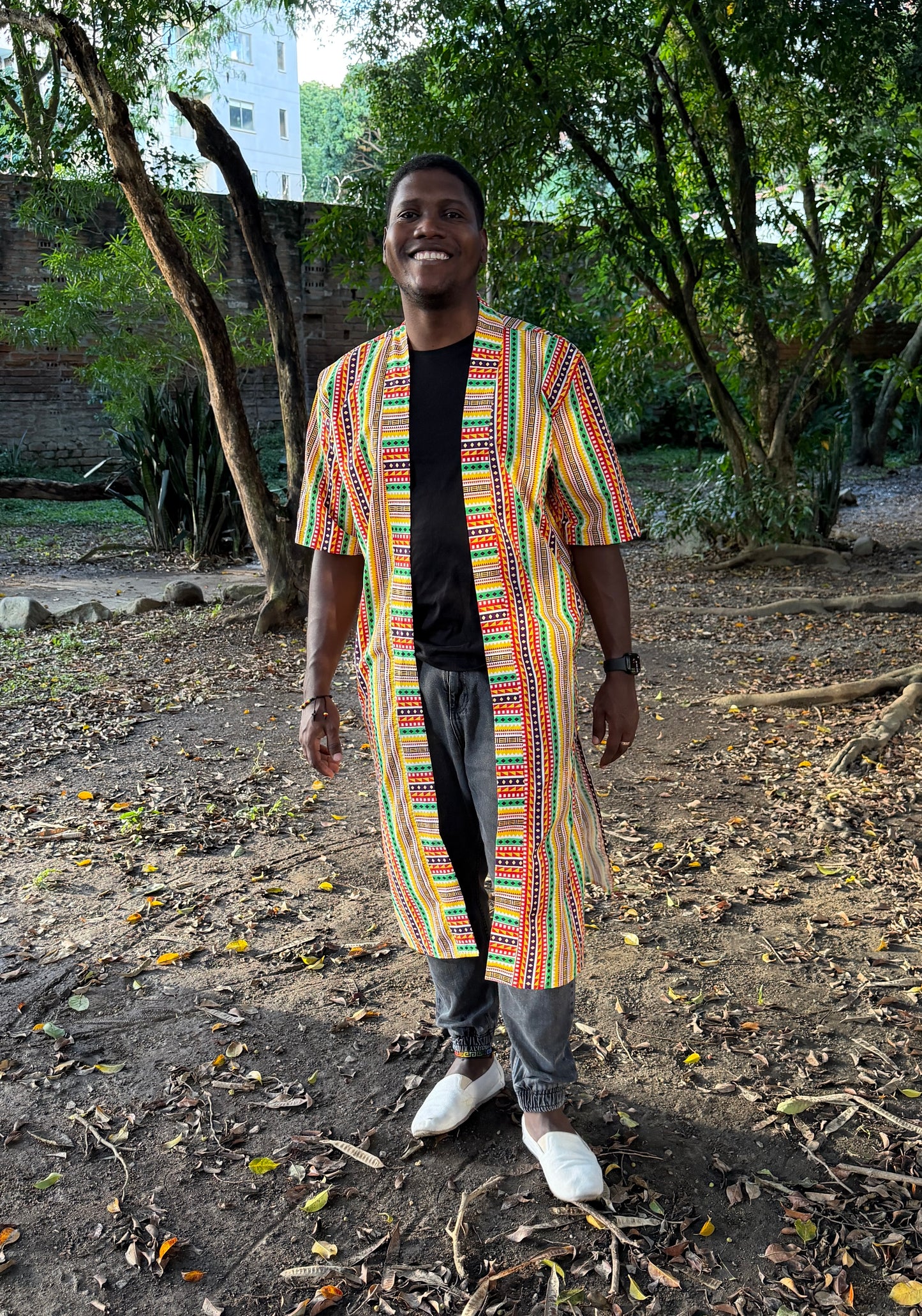 Kimono largo unisex estampado Caminos