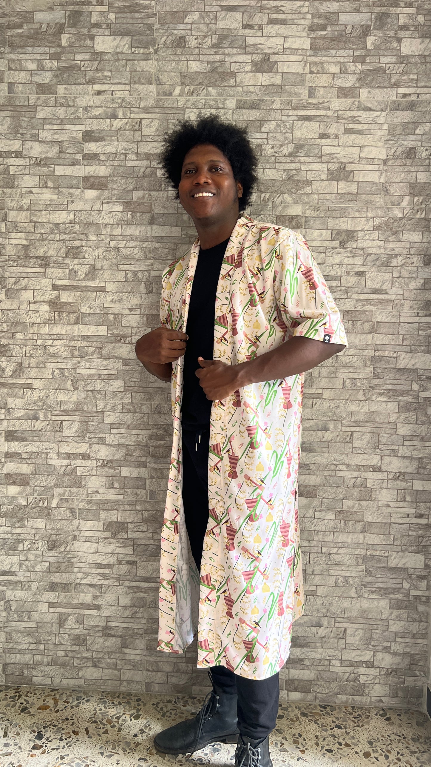 Kimono largo sin género- Pilón – diseño étnico colombiano Visaje Negro