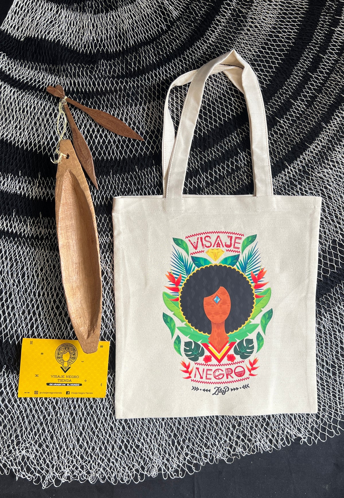 Tote bag/ bolsa de tela. Afro floral