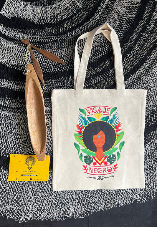 Tote bag/ bolsa de tela. Afro floral