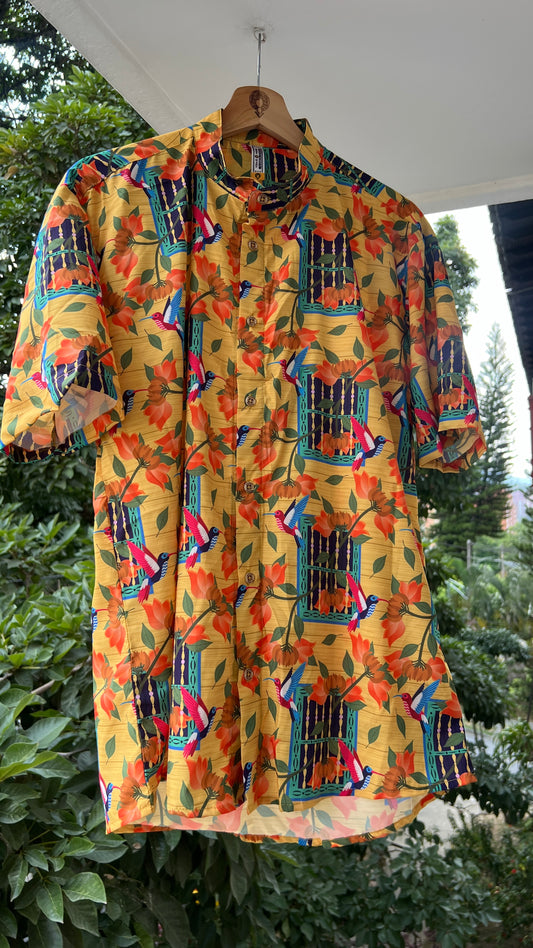 Camisa Ventana Bolillo-cuello nerú- Ropa Afro Colombiana – diseño étnico colombiano Visaje Negro