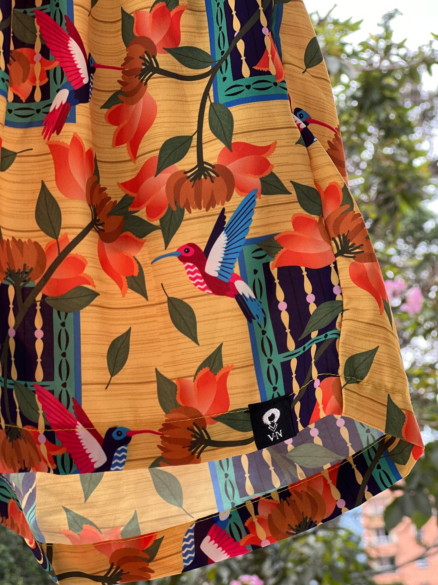 Short-mochibiris estampado Ventana Bolillo – diseño étnico colombiano Visaje Negro