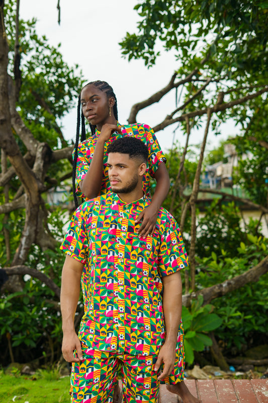 Camisa Unisex cuello Nerú estampado Obrero