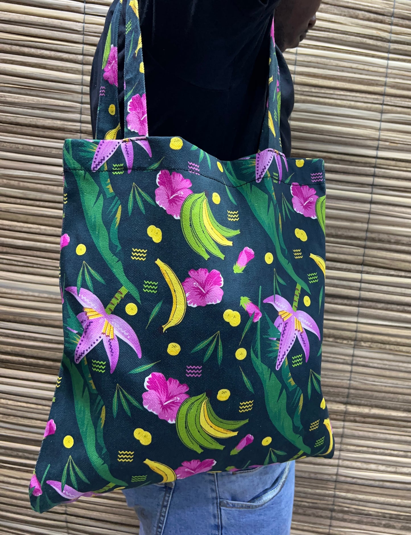 Tote bag/ bolsa de tela diseño La Taja. 100% algodón. – diseño étnico colombiano Visaje Negro