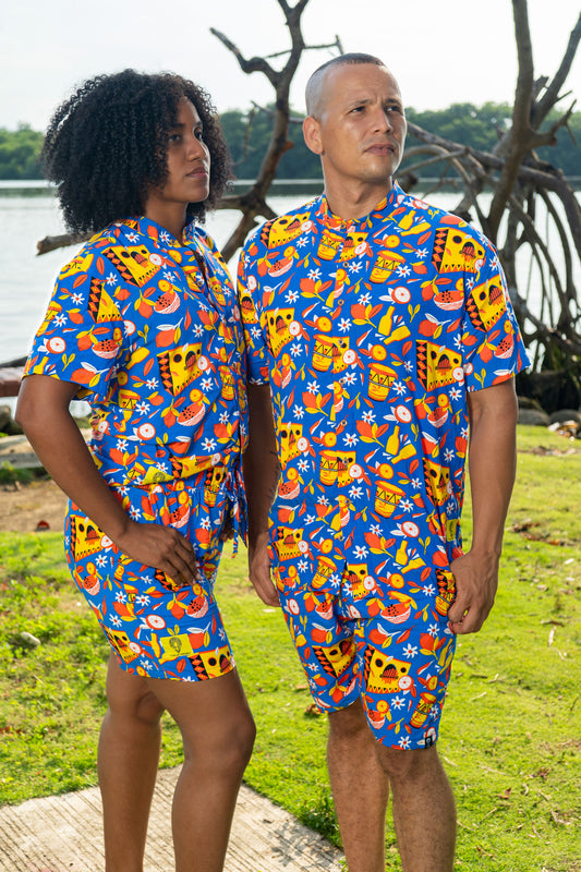 Camisa Sexteto Cuello Nerú - Ropa Afro Colombiana – diseño étnico colombiano Visaje Negro