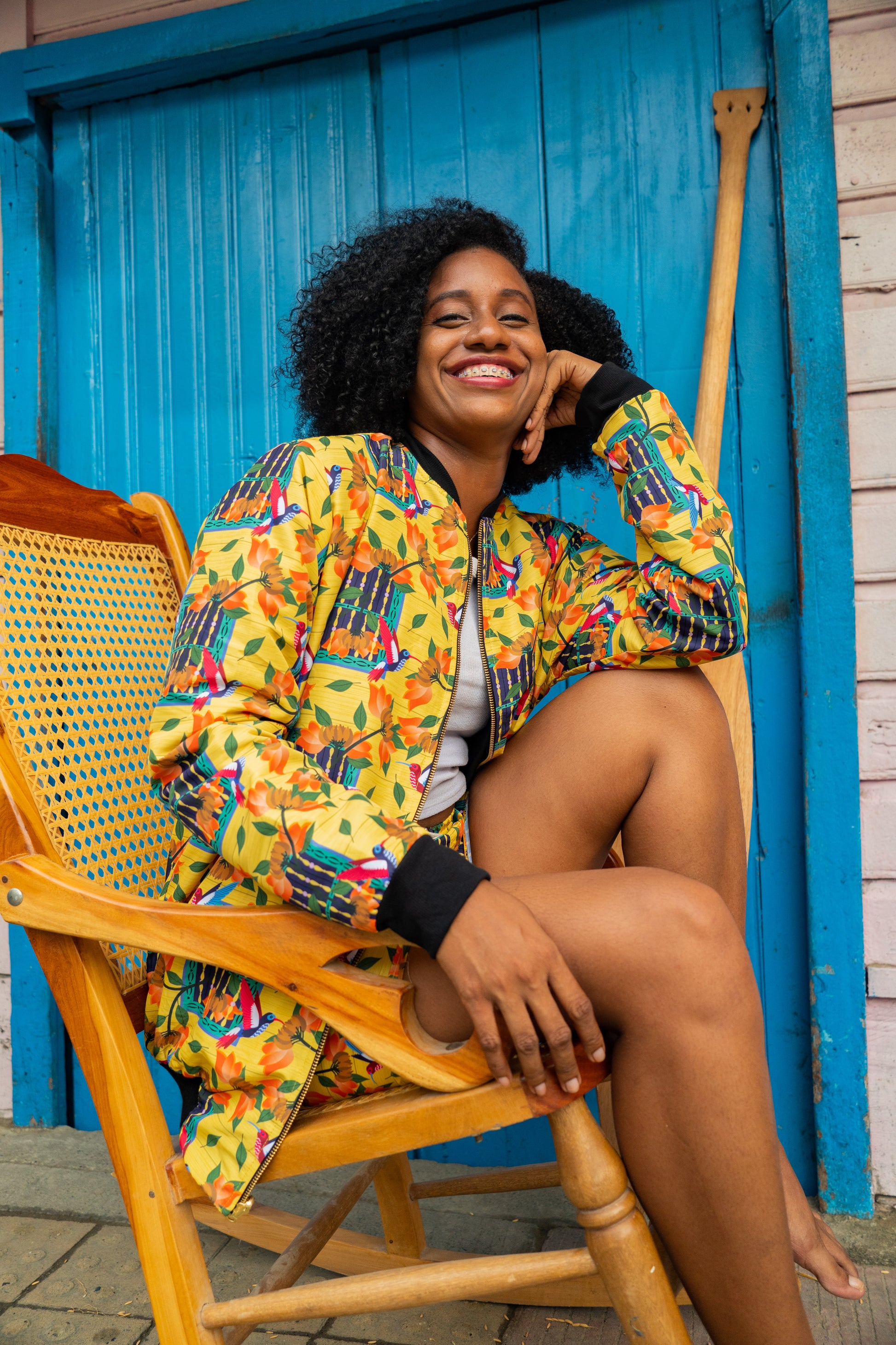Chaqueta doble faz Ventana Bolillo – diseño étnico colombiano Visaje Negro