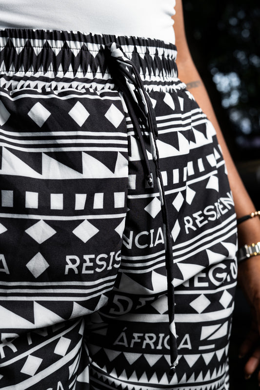 Short-mochibiris estampado Poder Negro – diseño étnico colombiano Visaje Negro