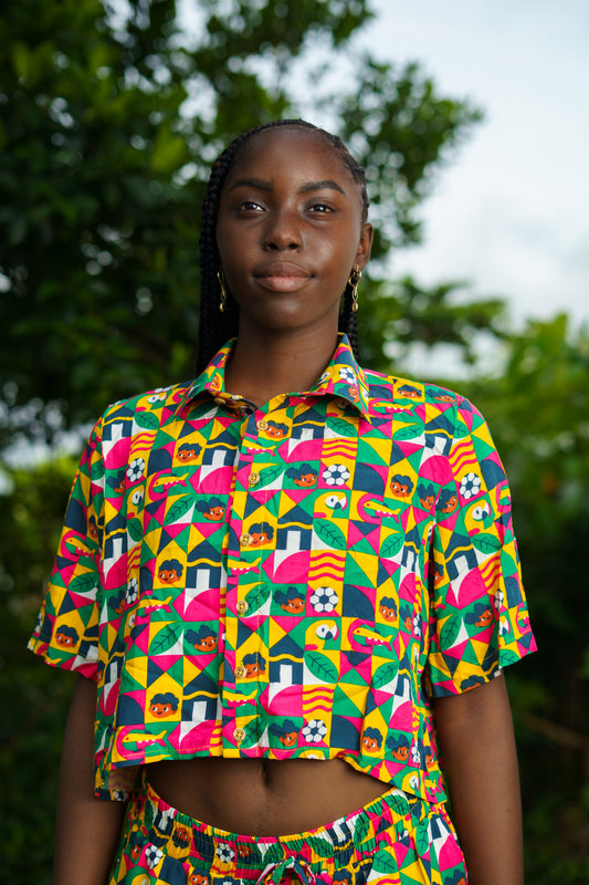Camisa Crop Top estampado Obrero