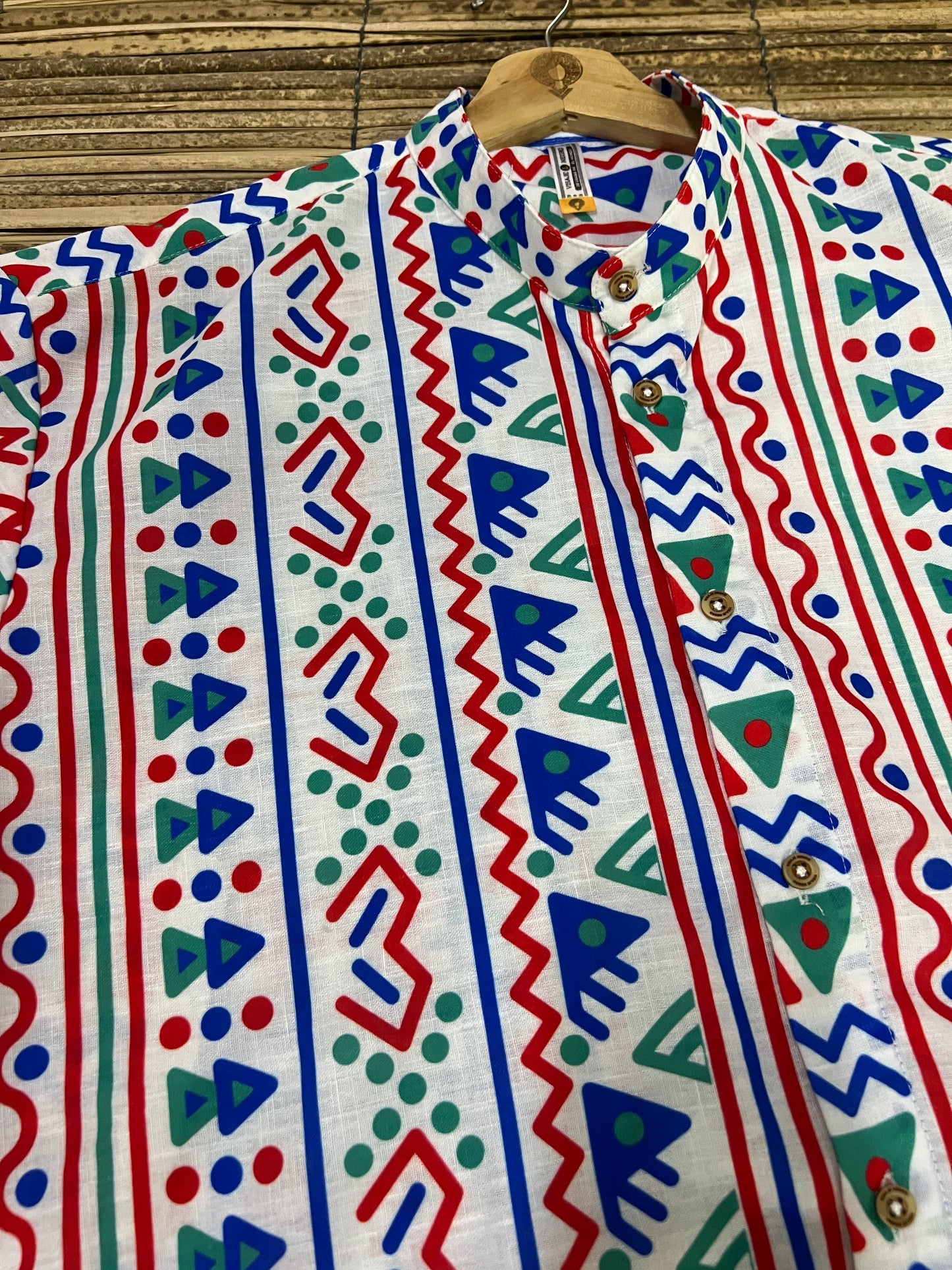 Camisa cuello Nerú-Tela tipo lino- Palafitos TALLA L