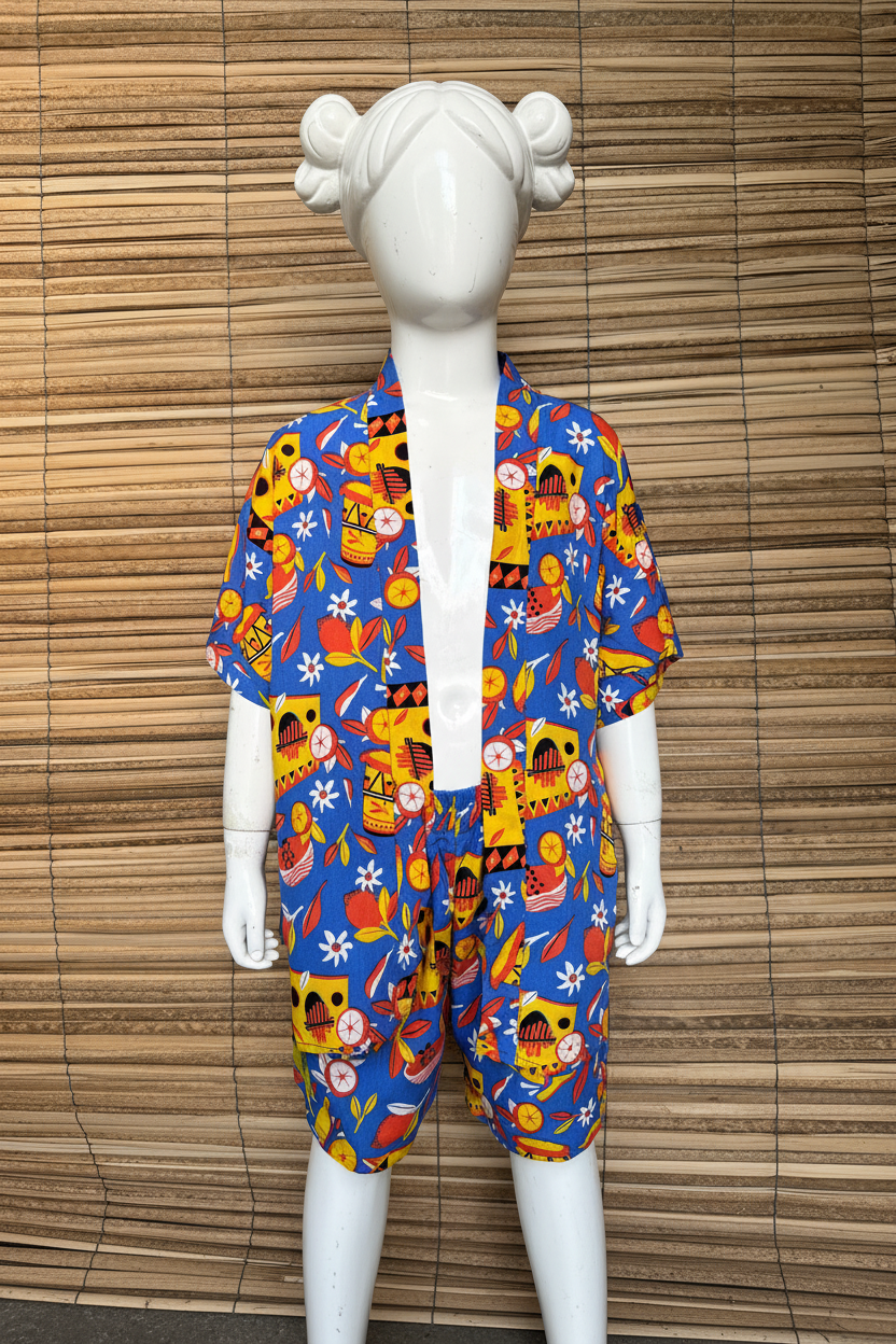 Maniquí niña con moños - azul colombiano
